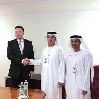 Musk with Saeed Al Tayer in Dubai during the World Government Summit in February 2017