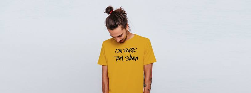 Om Tare Tam Svaha Tee on model