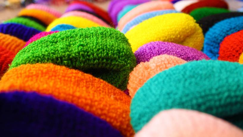 colorful sweatbands arranged in rows